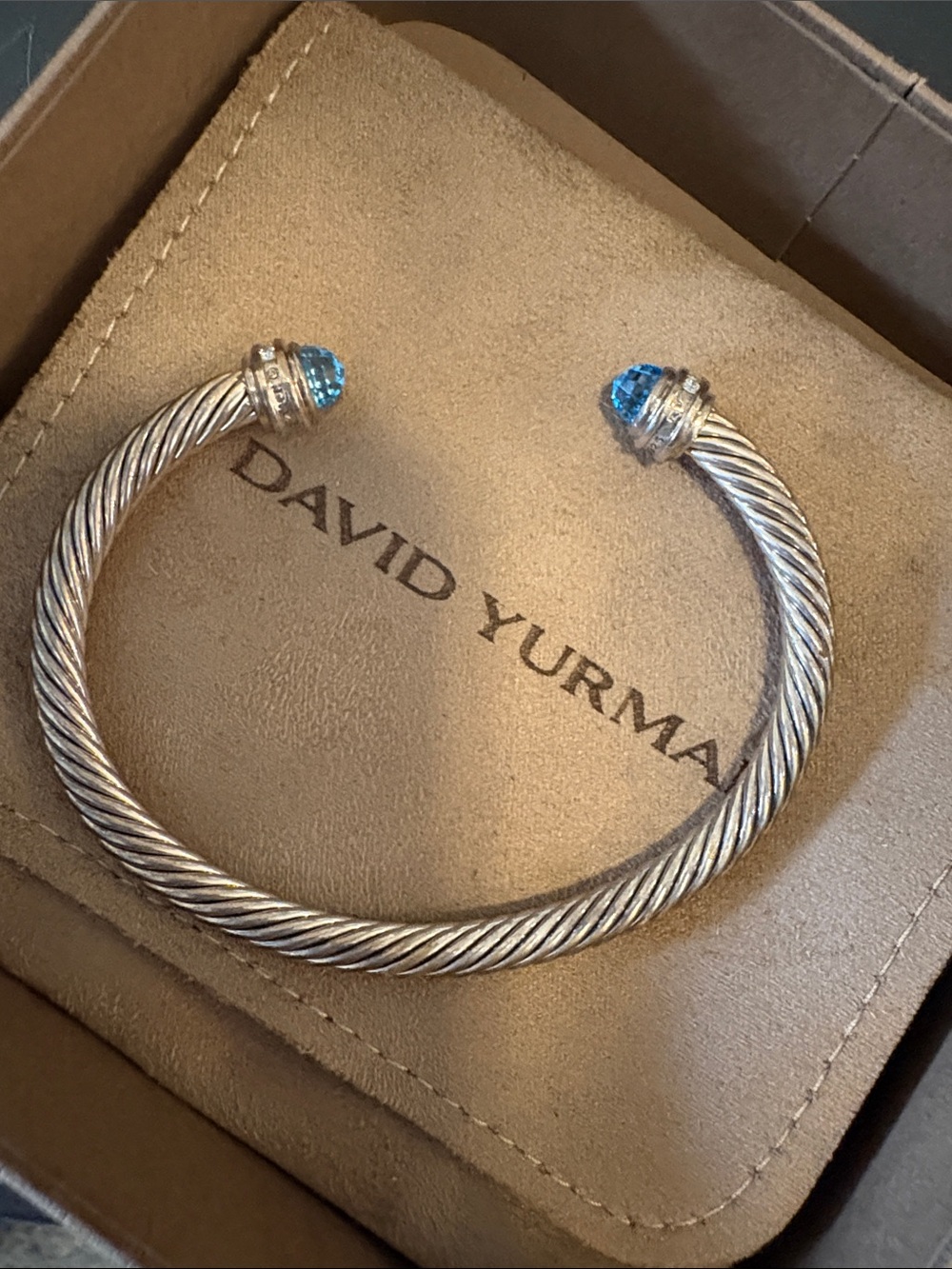 David Yurman Classic Cable Bracelet
Sterling Silver with Blue Topaz and Diamonds